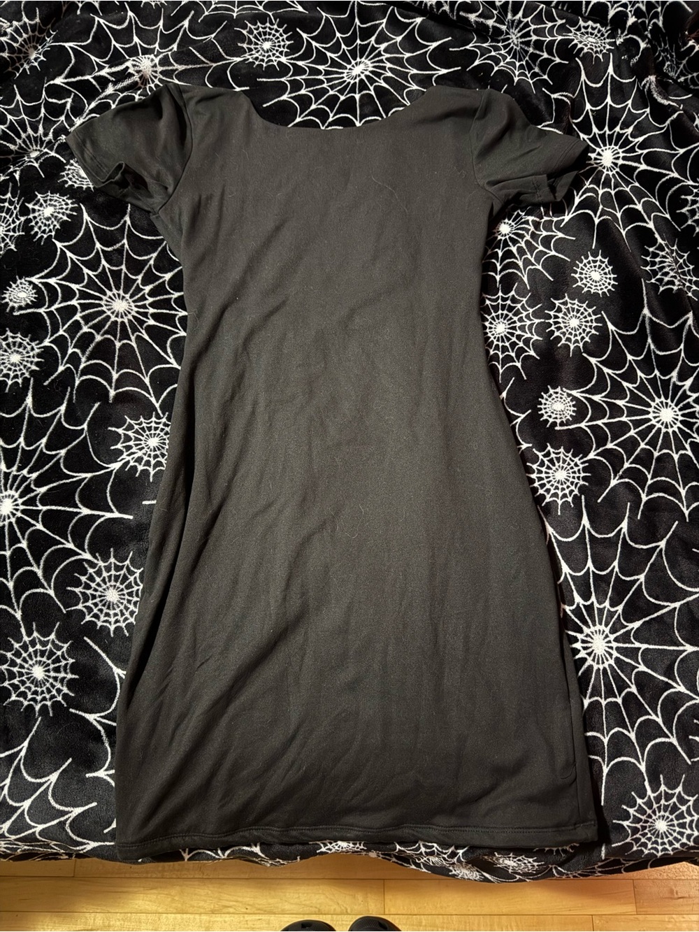 Ardene Black Short Sleeve Mini Dress With Open Back